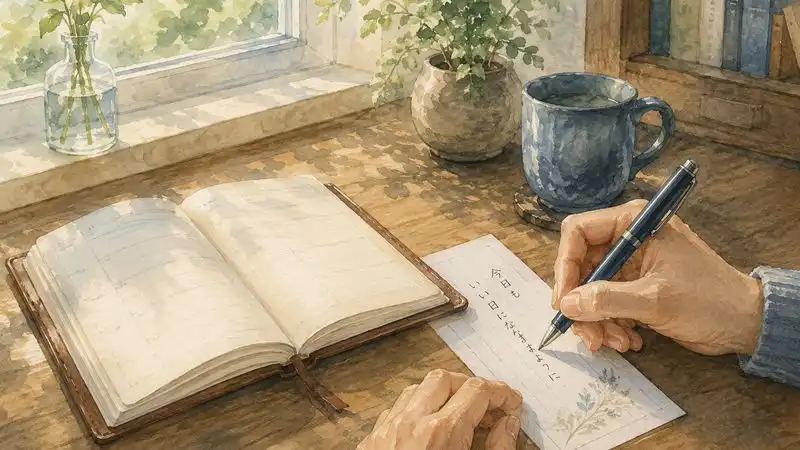 綺麗なひらがなを書く練習をイメージしたイラスト