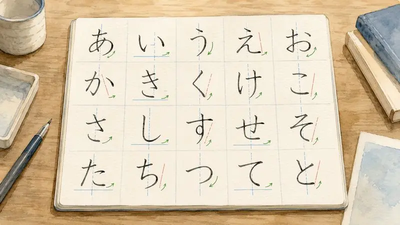 綺麗なひらがなを書く練習をイメージしたイラスト