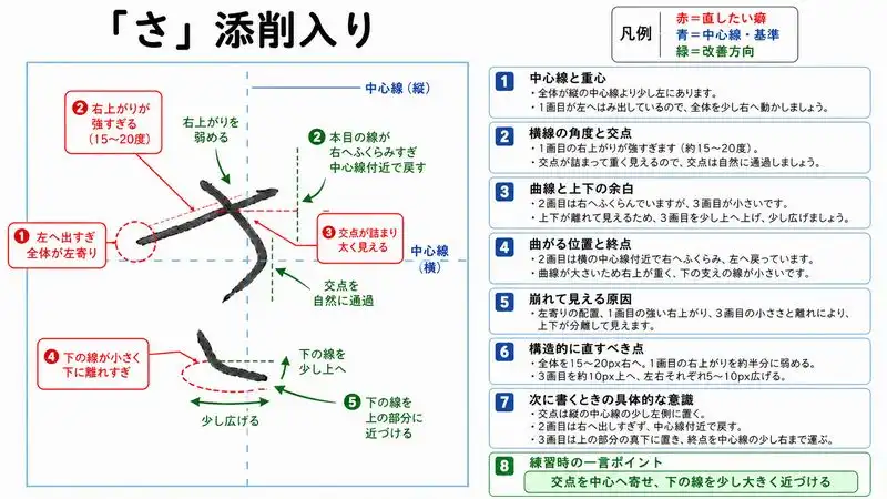 添削入りひらがな文字