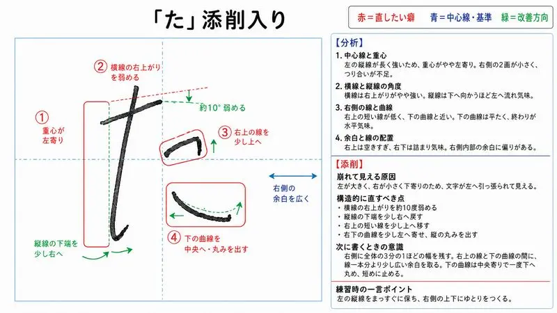 添削入りひらがな文字