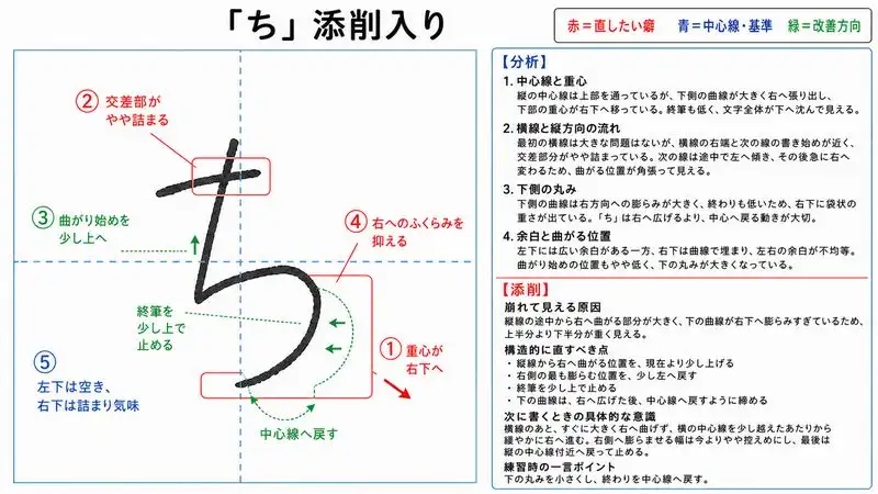 添削入りひらがな文字