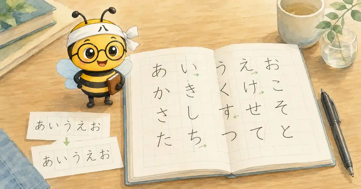 綺麗なひらがなを書く練習をイメージしたイラスト