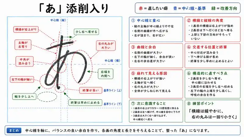 添削入りひらがな文字